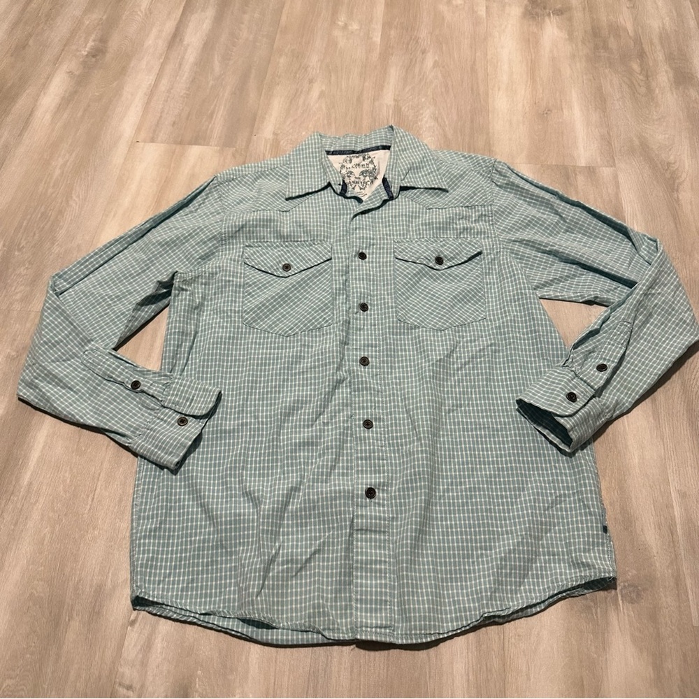 Modern Culture Blue Mens Snap Button Western Shirt Sz M